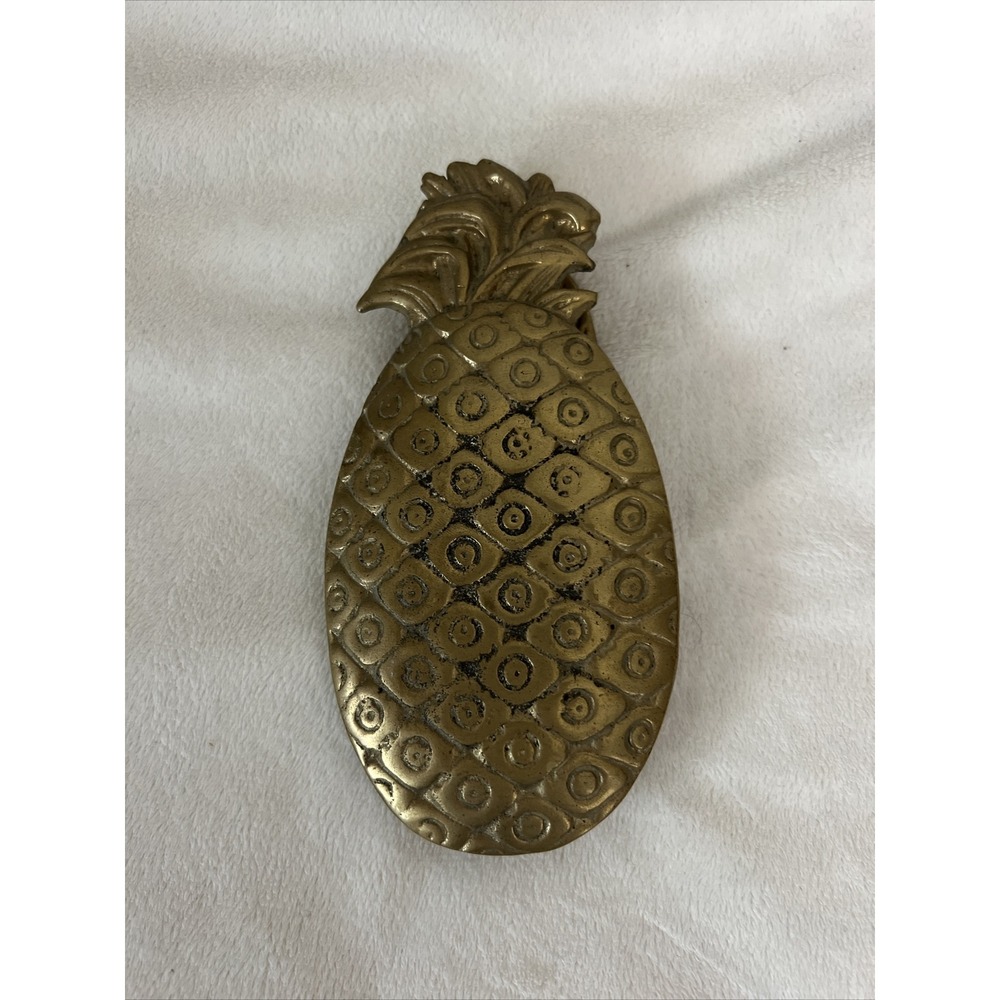 Vintage Brass Pineapple Heavy Door Knocker 5.5" x 3" Tarnish
